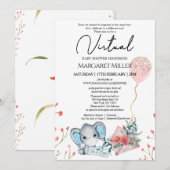 Jongen Elephant Gold Glitter-ballon - Virtuele Sho Kaart (Voorkant / Achterkant)