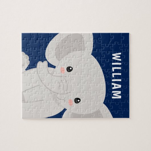 Jongen Elephant Navy Blue Specialized Kinderen Legpuzzel (Horizontaal)