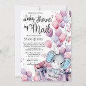 Jongen Elephant Pink Balloons Baby shower door Mai Kaart (Voorkant)