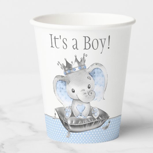 Jongen Elephant Prince Baby shower Paper Cups Papieren Bekers