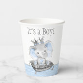 Jongen Elephant Prince Baby shower Paper Cups Papieren Bekers (Achterkant)