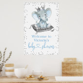 Jongen Elephant Prince Baby shower Welkomstteken Poster (Keuken)