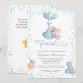 Jongen Elephant Sweet Little Peanut Baby shower Kaart (Voorkant / Achterkant)