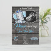 Jongen Elephant Ultrasound Photo Invitation Blue Kaart (Staand voorkant)