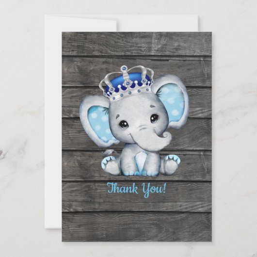 Jongen Elephant Ultrasound Photo Invitation Blue Kaart (Achterkant)
