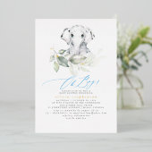 Jongen Elephant Waterverf Greenergy Baby shower Folie Uitnodiging (Staand Voorkant)