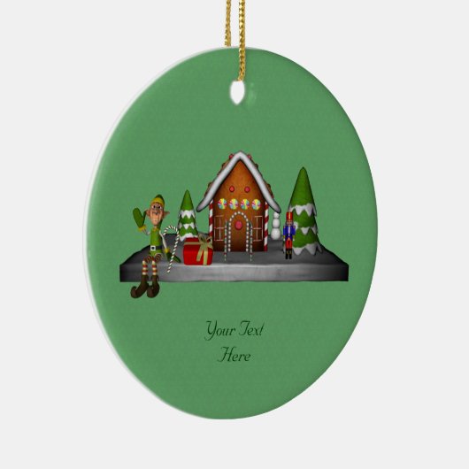 Jongen Elf Gingerbrood House Holiday Ornament (Rechts)