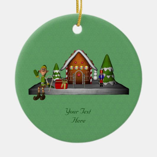 Jongen Elf Gingerbrood House Holiday Ornament (Voorkant)