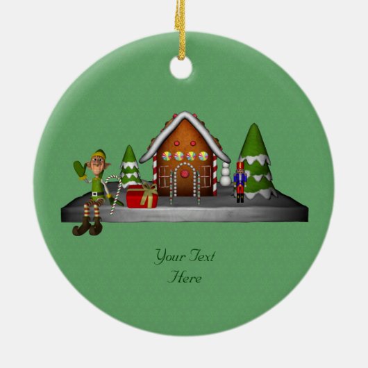 Jongen Elf Gingerbrood House Holiday Ornament (Achterkant)