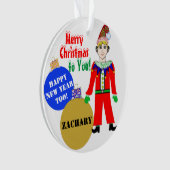 Jongen Elf met kerstnaam Blauwe GoudOrnamenten Ornament (voorkant)
