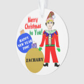 Jongen Elf met kerstnaam Blauwe GoudOrnamenten Ornament (voorkant)