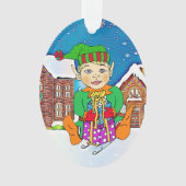 Jongen Elf Whimsical met een persoonlijk tintje Ornament (voorkant)