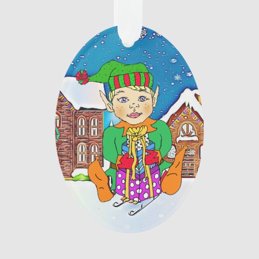 Jongen Elf Whimsical met een persoonlijk tintje Ornament (voorkant)
