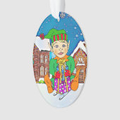 Jongen Elf Whimsical met een persoonlijk tintje Ornament (voorkant)
