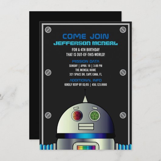 jongen ELKE LEEFTIJD ruimte ROBOT VERJAARDAG scien Kaart (Voorkant / Achterkant)