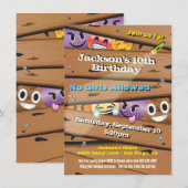 Jongen Emoji Birthday Party Invitations Kaart (Voorkant / Achterkant)