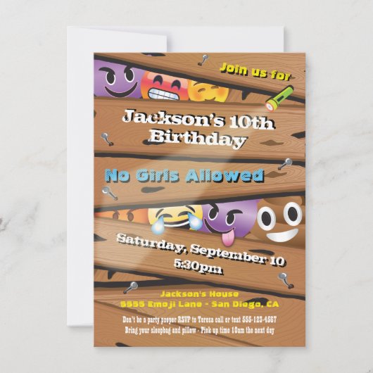 Jongen Emoji Birthday Party Invitations Kaart (Voorkant)
