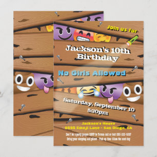 Jongen Emoji Birthday Party Invitations Kaart