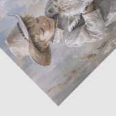 Jongen en babykalf decoupage tissuepapier (Detail)