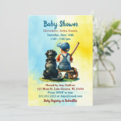 Jongen en Black Lab Baseball Blauw Baby shower Kaart (Staand voorkant)