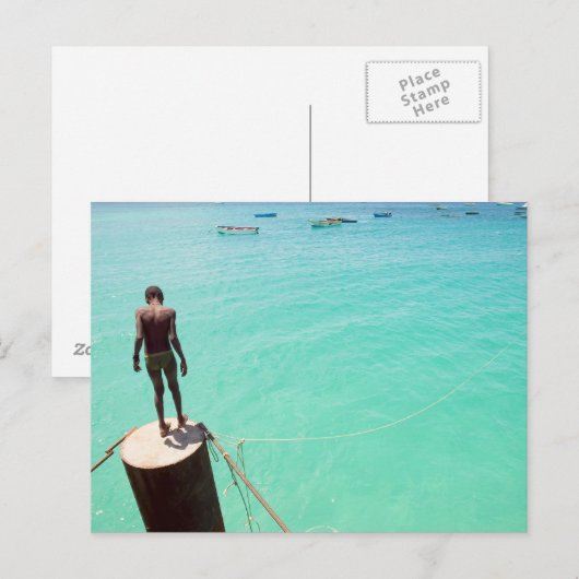 Jongen en blauw water briefkaart (Voorkant / Achterkant)