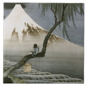 Jongen en de berg Fuji Hokusai Tegeltje (Voorkant)