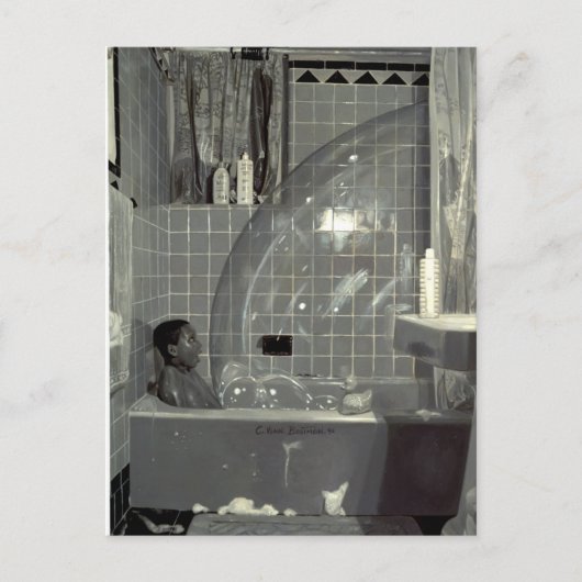 Jongen en de Bubble 1990 Briefkaart (Voorkant)