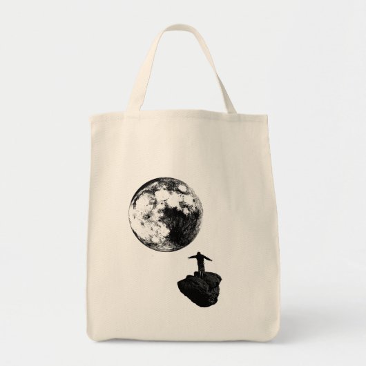 Jongen en de maan - Zwart Tote Bag (Voorkant)