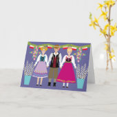 Jongen en de Meisjes van de Kunst van de Dag van Kaart (Gele Bloem)