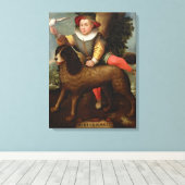 Jongen en Dog, "Bibius Vincit" Canvas Afdruk (Insitu (Houten vloer))