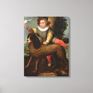 Jongen en Dog, "Bibius Vincit" Canvas Afdruk