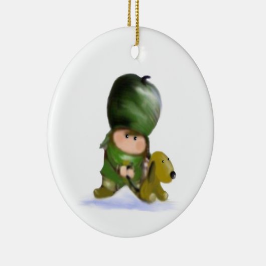 Jongen en Dog kerstversiering Keramisch Ornament (Rechts)