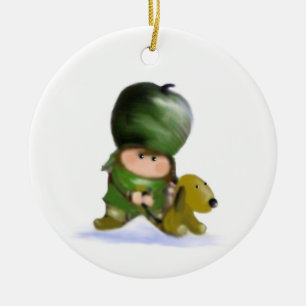 Jongen en Dog kerstversiering Keramisch Ornament