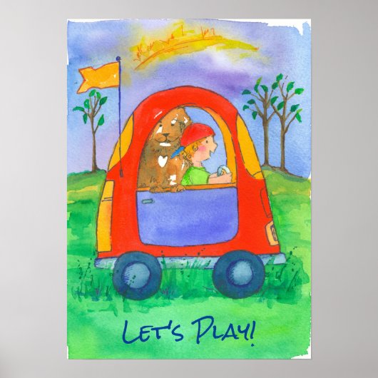 Jongen en Dog Laten we spelen Poster (Voorkant)