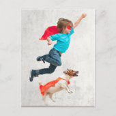 Jongen en Dog Superhelden Briefkaart (Voorkant)