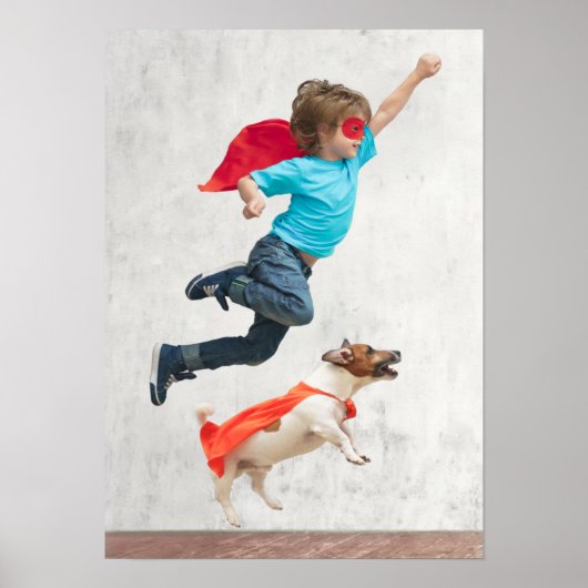 Jongen en Dog Superhelden Poster (Voorkant)