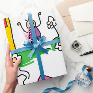 Jongen en een huiswerkstuk cadeaupapier