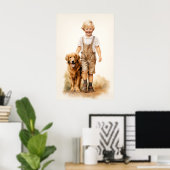 Jongen en golden retriever poster (Thuiskantoor)