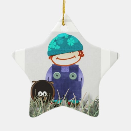 Jongen en hond keramisch ornament (Voorkant)