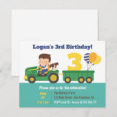 Jongen en hond op tractor met ballonnen kaart (Voorkant / Achterkant)