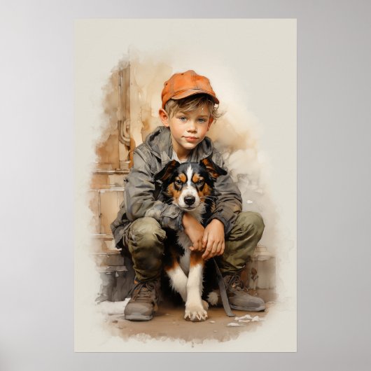 Jongen en hond poster (Voorkant)