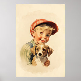 Jongen en hond poster