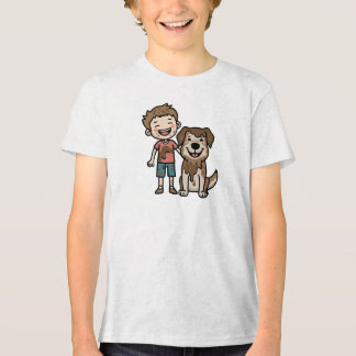 Jongen en hond spelen in de modder Tri-Blend shirt