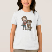 Jongen en hond spelen in de modder Tri-Blend shirt (Voorkant)