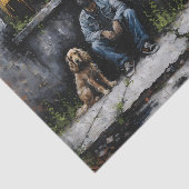 Jongen en Hond Stille Stedelijke Verval Sfeervolle Tissuepapier (Detail)