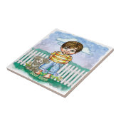 Jongen en hond  tegeltje (Zijkant)