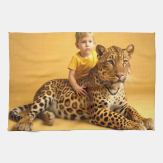 Jongen en jaguar theedoek (Horizontaal)
