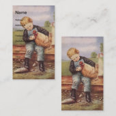 jongen en kippen visitekaartje (Voorkant / Achterkant)