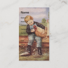 jongen en kippen visitekaartje