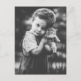 Jongen en kittens briefkaart